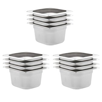 Gastronormbakken 12 st GN 1/6 100 mm roestvrij staal  1