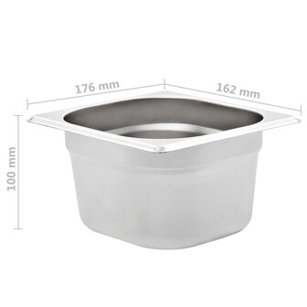Gastronormbakken 12 st GN 1/6 100 mm roestvrij staal  8