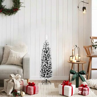 Kunstkerstboom met sneeuw smal 120 cm PVC groen 2