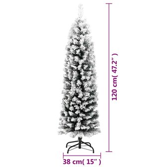 Kunstkerstboom met sneeuw smal 120 cm PVC groen 7