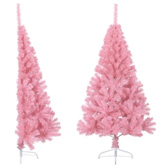 Kunstkerstboom met standaard half 120 cm PVC roze 1
