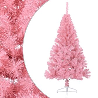 Kunstkerstboom met standaard half 120 cm PVC roze 2