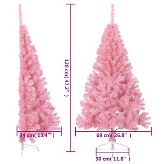 Kunstkerstboom met standaard half 120 cm PVC roze 9