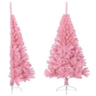 Kunstkerstboom met standaard half 150 cm PVC roze 1