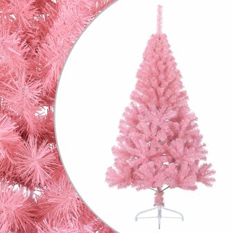 Kunstkerstboom met standaard half 150 cm PVC roze 2