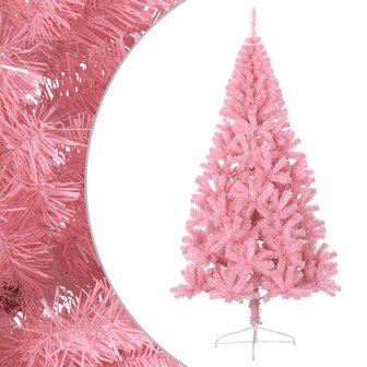 Kunstkerstboom met standaard half 210 cm PVC roze 2