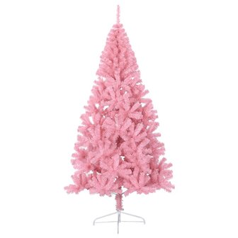 Kunstkerstboom met standaard half 210 cm PVC roze 3