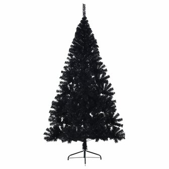 Kunstkerstboom met standaard half 180 cm PVC zwart 3