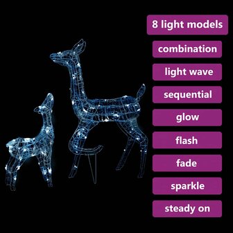 Kerstversiering rendierfamilie 160 LED&amp;apos;s koudwit acryl 4