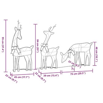 Kerstdecoratie rendier 3 st 90 LED&amp;apos;s warmwit 9