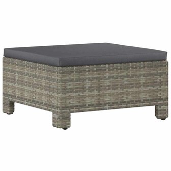 Tuinvoetenbank met kussen grijs poly rattan 2
