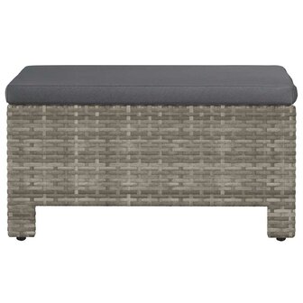 Tuinvoetenbank met kussen grijs poly rattan 4