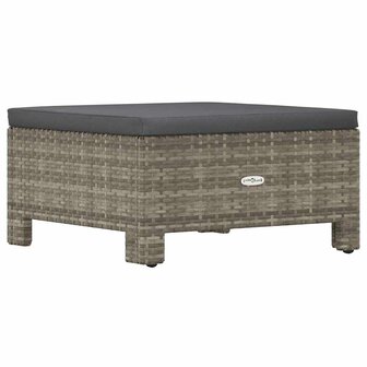 Tuinvoetenbank met kussen grijs poly rattan 6