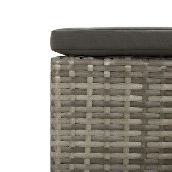 Tuinvoetenbank met kussen grijs poly rattan 7