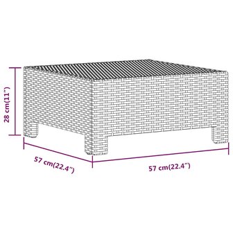 Tuinvoetenbank met kussen grijs poly rattan 8