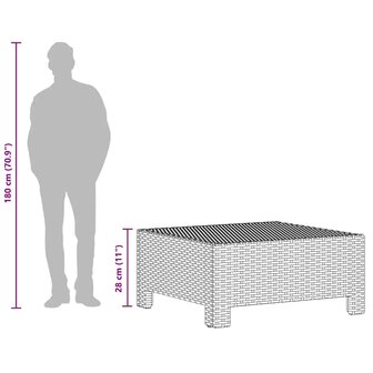Tuinvoetenbank met kussen grijs poly rattan 9