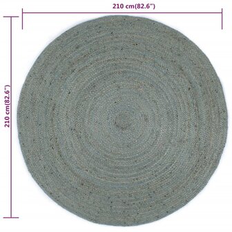 Vloerkleed handgemaakt rond 210 cm jute olijfgroen 6