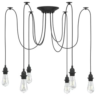 Hanglamp met 6 lamphouders E27 metaal zwart 1