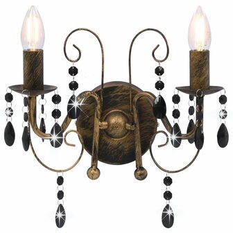 Wandlamp met kralen 2xE14 antiekzwart 3