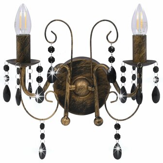 Wandlamp met kralen 2xE14 antiekzwart 4