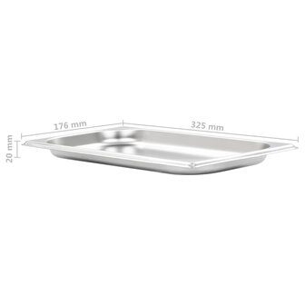 Gastronormbakken 12 st GN 1/3 20 mm roestvrij staal 7