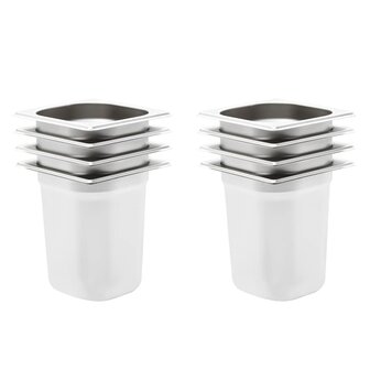 Gastronormbakken 8 st GN 1/6 200 mm roestvrij staal 1