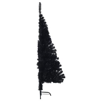 Kunstkerstboom met standaard half 120 cm PVC zwart 4