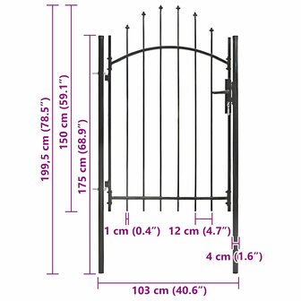 Poort 1x2 m staal zwart 5