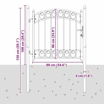 Hekpoort met slot Grijs 100 x 100 cm Poedergecoat staal 7