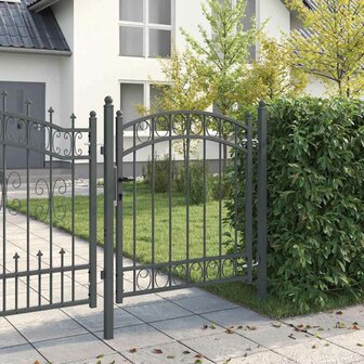 Hekpoort met slot Grijs 125 x 100 cm Poedergecoat staal 3