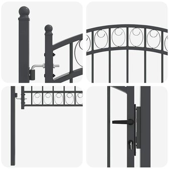 Hekpoort met slot Grijs 125 x 100 cm Poedergecoat staal 6