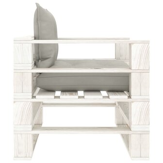 Tuinbank met taupe kussens pallet hout 3