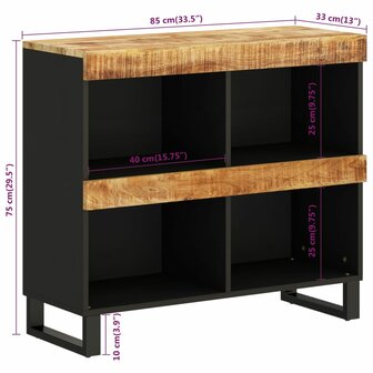 Bijzetkast 85x33x75 cm massief mangohout 9