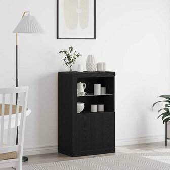 Bijzetkast Zwart eiken 60.5 x 37 x 100 cm Bewerkt hout 1
