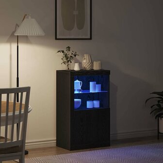 Bijzetkast Zwart eiken 60.5 x 37 x 100 cm Bewerkt hout 5