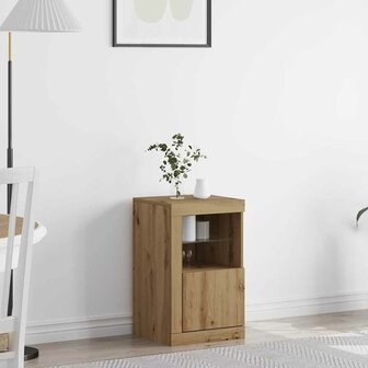 Bijzetkast artisanaal eikenkleurig 41 x 37 x 67 cm Bewerkt hout 1