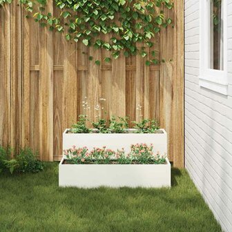 Tuin Bloempot Wit 100 x 60 x 45 cm Staal 4