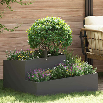 Tuin Bloempot Zwart 80 x 80 x 50 cm Koudgewalst staal 1