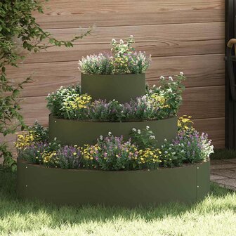 Tuin Bloempot Olijfgroen 90 x 90 x 20 cm Staal 1