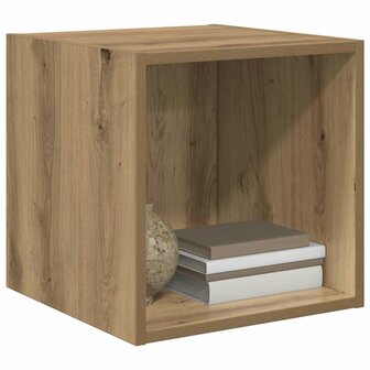 Wandkast artisanaal eikenkleurig 37 x 37 x 37 cm Bewerkt hout 3