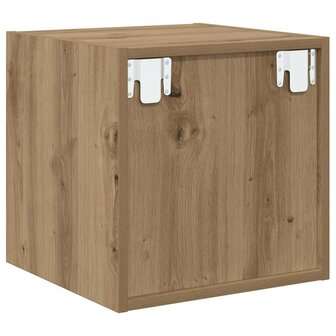 Wandkast artisanaal eikenkleurig 37 x 37 x 37 cm Bewerkt hout 8