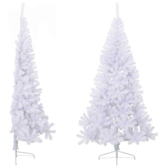 Kunstkerstboom met standaard half 180 cm PVC wit 4