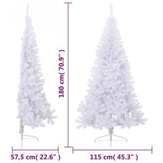 Kunstkerstboom met standaard half 180 cm PVC wit 9