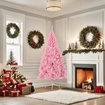 Kunstkerstboom met standaard half 180 cm PVC roze 2