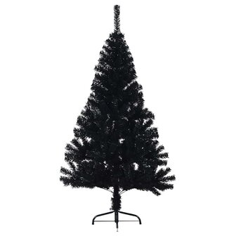 Kunstkerstboom met standaard half 150 cm PVC zwart 4