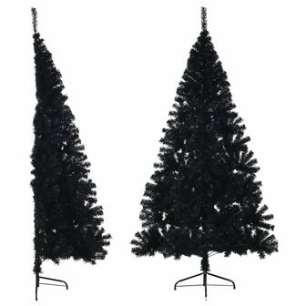Kunstkerstboom met standaard half 210 cm PVC zwart 1