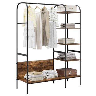 Kledingrek met plank Bruin 120 x 44 x 160 cm Bewerkt hout 3