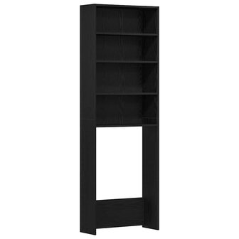 Wasmachinekast Zwart Eiken 64 x 24 x 190 cm 1 x Wasmachinekast 2
