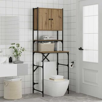 Wasmachinekast artisanaal eikenkleurig 68 x 48,5 x 194 cm 4