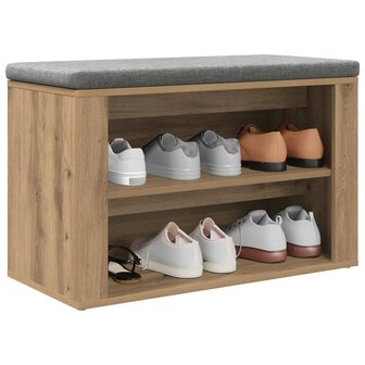 Schoenenrek met plank artisanaal eikenkleurig 75 x 35 x 45 cm 3
